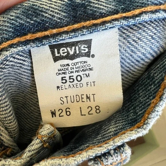 Vintage 90s Levis 550 Relaxed Fit Student Fit Jeans Women's Size 26 Blue Denim